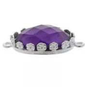 Serti intercalaire ovale - décor fleurs pour cabochon 18x13 mm - Argent 925 x1