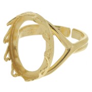 Bague ovale réglable - décor coeurs pour cabochon 18x13 mm - Doré à l'or fin x1|raw }}