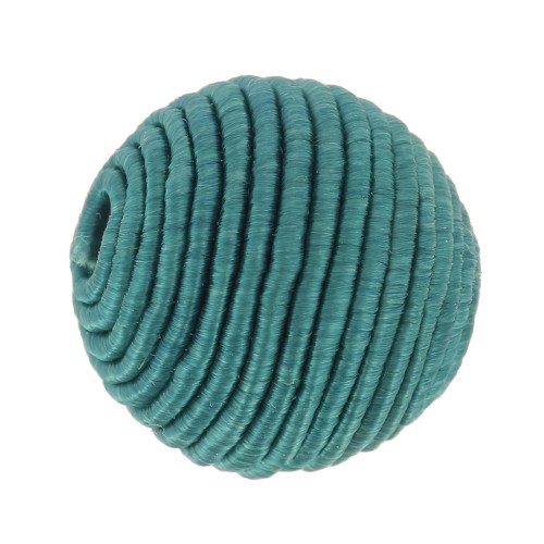Perle recouverte de fil coton 12 mm  - Teal x1