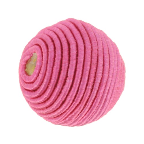 Perle recouverte de fil coton 12 mm  - Fuchsia x1
