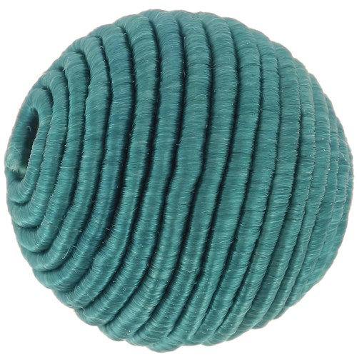 Perle recouverte de fil coton 16 mm- Teal x1
