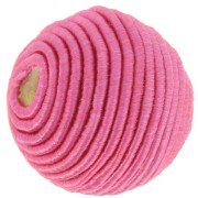 Perle recouverte de fil coton 16 mm- Fuchsia x1