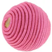 Perle recouverte de fil coton 16 mm- Fuchsia x1