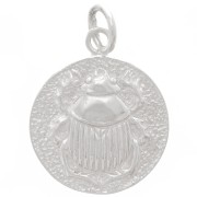 Pendentif médaille motif scarabée 16 mm - Argent 925 x1