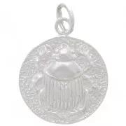 Pendentif médaille motif scarabée 16 mm - Argent 925 x1