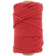 Bobine de cordon en coton pour macramé 3 mm - Rouge x50m