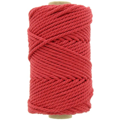 Bobine de cordon en coton pour macramé 3 mm - Rouge x50m
