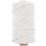 Bobine de cordon en coton pour macramé 3 mm - Blanc x50m