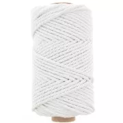 Bobine de cordon en coton pour macramé 3 mm - Blanc x50m