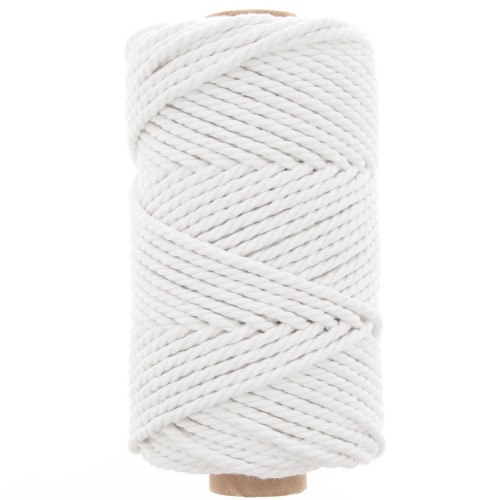 Bobine de cordon en coton pour macramé 3 mm - Blanc x50m