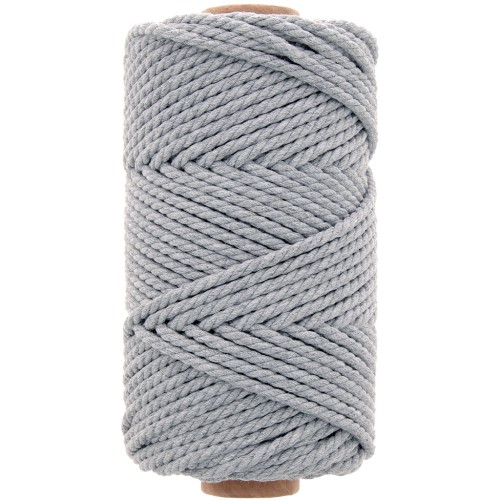 Bobine de cordon en coton pour macramé 3 mm - Gris clair x50m