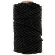 Bobine de cordon en coton pour macramé 3 mm - Noir x50m