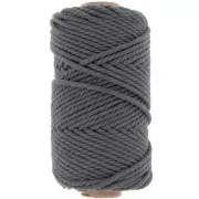 Bobine de cordon en coton pour macramé 3 mm - Gris foncé x50m