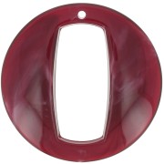 Pendentif rond évidé en acrylique 39 mm - Marbré rouge foncé x1