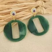 Pendentif rond évidé en acrylique 39 mm - Marbré rouge foncé x1