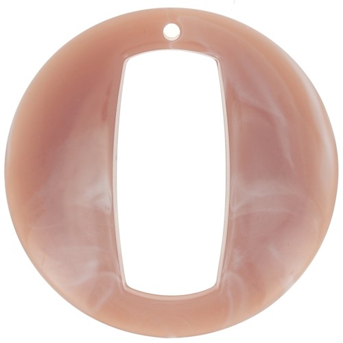 Pendentif rond évidé en acrylique 39 mm - Marbré vieux rose x1