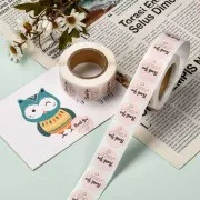 Rouleau d'étiquettes autocollantes 25 mm - Thank you - Nude - Noir x500