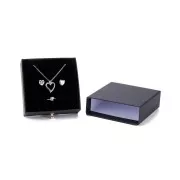 Ecrin bijoux à tiroir pour parure en carton 9x9x3 cm - Noir - Doré x1