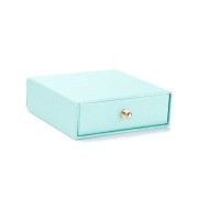 Ecrin bijoux à tiroir pour parure en carton 9x9x3 cm - Turquoise nacré - Doré|raw }}