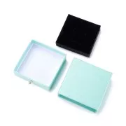 Ecrin bijoux à tiroir pour parure en carton 9x9x3 cm - Turquoise nacré - Doré
