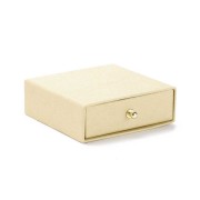 Ecrin bijoux à tiroir pour parure en carton 9x9x3 cm - Naturel - Doré x1