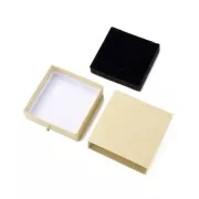 Ecrin bijoux à tiroir pour parure en carton 9x9x3 cm - Naturel - Doré x1