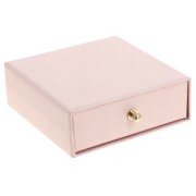 Ecrin bijoux à tiroir pour parure en carton 9x9x3 cm - Rose - Doré x1|raw }}