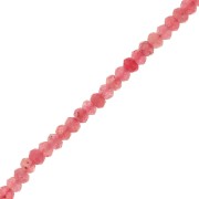 Perles rondes aplaties facettées 4.5x3mm - gemme Jade teintée - Rose clair x35cm|raw }}