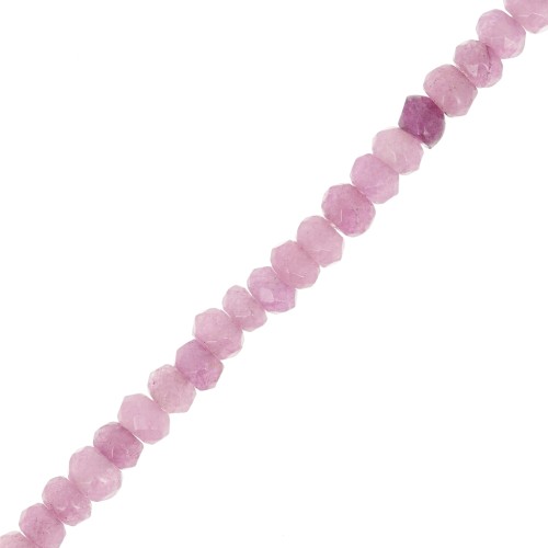 Perles rondes aplaties facettées 4x3 mm pierre gemme teintée - Quartz Lilas x35cm
