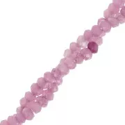 Perles rondes aplaties facettées 4x3 mm pierre gemme teintée - Quartz Lilas x35cm