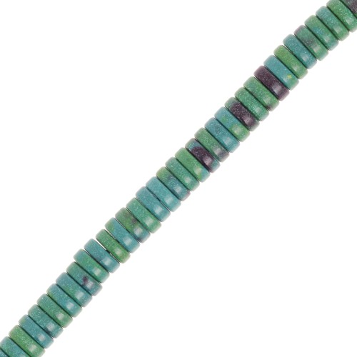 Perles rondelles Heishi imit pierre gemme 5x1.5mm - Agate teintée Vert bleu x40cm