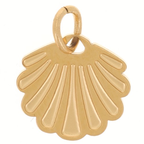 Breloque coquillage 9x10 mm - Acier inoxydable 316L Doré x1
