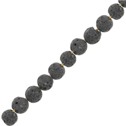 Perles rondes 4 mm en Pierre de Lave teintée - Gris foncé x20