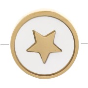 Perle plate ronde nacre 10 mm motif étoile -Acier inoxydable 304 Doré - Naturel x1|raw }}