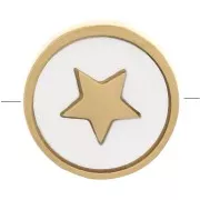 Perle plate ronde nacre 10 mm motif étoile -Acier inoxydable 304 Doré - Naturel x1