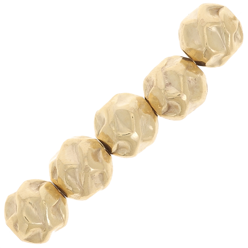 Perles rondes effet froissé 5 mm - Gold filled (or laminé)  x5