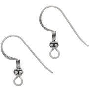 Crochets d'oreilles 20 mm avec petite fleur - Argent 925 oxydé x2