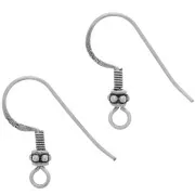 Crochets d'oreilles 20 mm avec petite fleur - Argent 925 oxydé x2