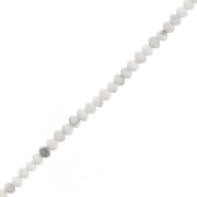 Perles rondes aplaties facettées 3.5x2.5 mm pierre gemme  - Howlite x39cm