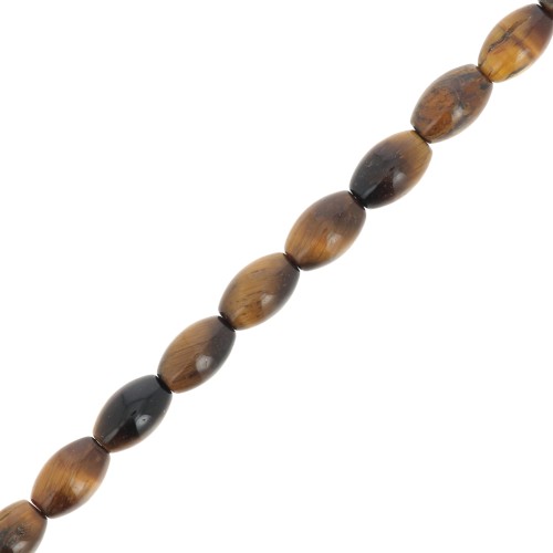 Perles olive en pierre gemme 6x4 mm - Oeil de tigre x38cm