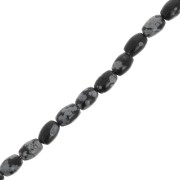 Perles olive en pierre gemme 6x4 mm - Obsidienne mouchetée x39cm