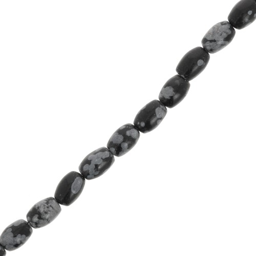 Perles olive en pierre gemme 6x4 mm - Obsidienne mouchetée x39cm