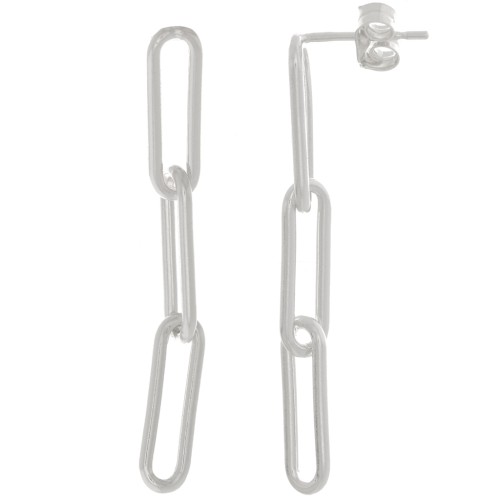 Boucles d'oreilles chaîne maille rectangle 36x4 mm - Argent 925 x2
