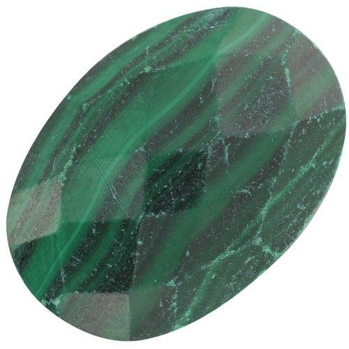 Cabochon ovale facetté 18x13 mm en pierre gemme - Malachite x1