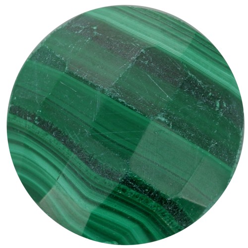 Cabochon rond facetté 15 mm en pierre gemme - Malachite x1
