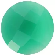 Cabochon rond facetté 15 mm en pierre gemme teintée - Onyx vert x1