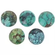 Cabochon rond facetté 10 mm en pierre gemme - Turquoise x1