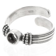 Bague serti cabochon fond plat 4 mm - Taille 48 à 54 - Argent 925 oxydé x1