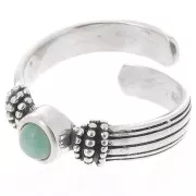 Bague serti cabochon fond plat 4 mm - Taille 48 à 54 - Argent 925 oxydé x1