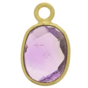Breloque ovale facettée 11x7 mm pierre gemme - Argent 925 Doré Or fin - Amethyste